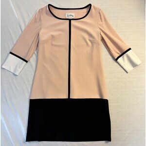 Joseph Ribkoff colour block tunic dress US size 10 Pink Black Mid Length *flaw